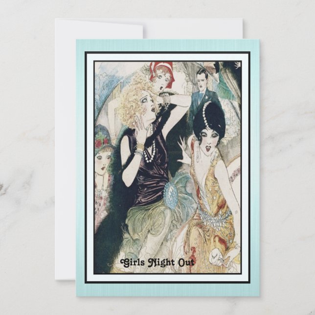 Girls Night Out Mayhem Vintag Art Deco Einladung (Vorderseite)