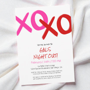 Girls Night Out Niedlich Red XOXO Galentine Day Pa Einladung