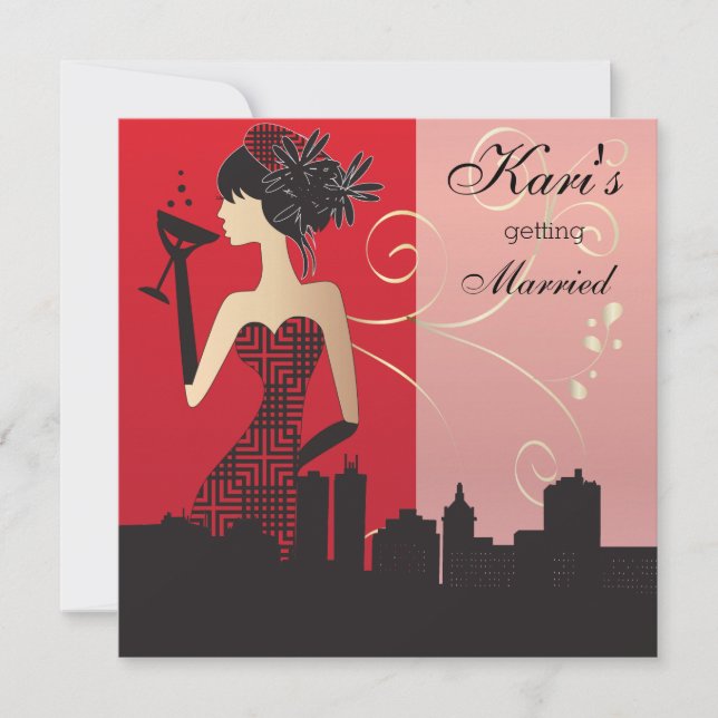 Girls Night Out Party - Red Einladung (Vorderseite)