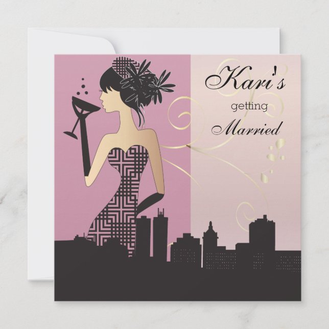 Girls Night Out Party - Rosa Einladung (Vorderseite)