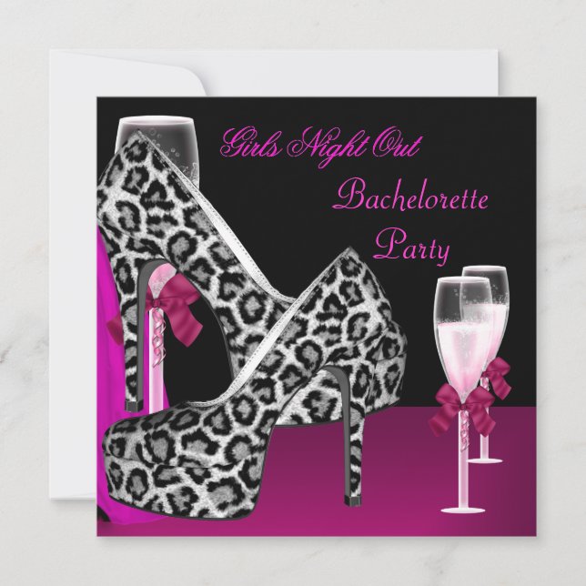 Girls Night Out Pink Shoes Hi Heelses Champagne 2 Einladung (Vorderseite)