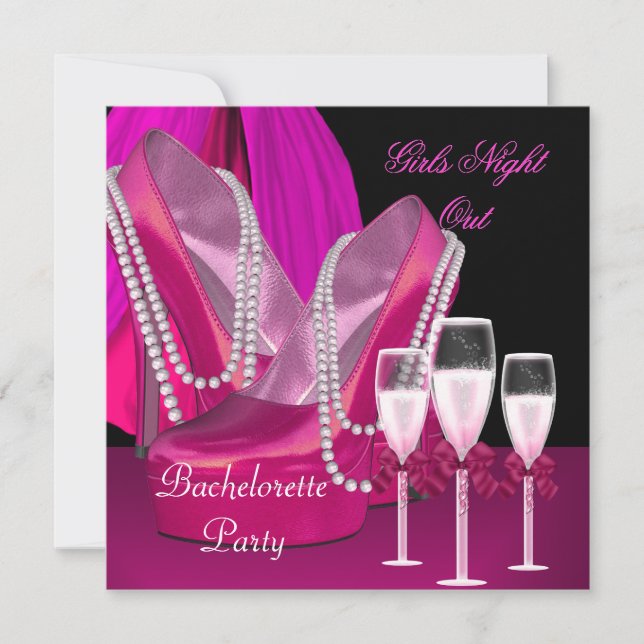 Girls Night Out Pink Shoes Hi Heelses Champagne Einladung (Vorderseite)