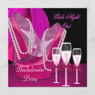 Girls Night Out Pink Shoes Hi Heelses Champagne Einladung