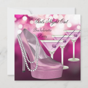 Girls Night Out Pink Shoes Hi Heelses Martini Einladung