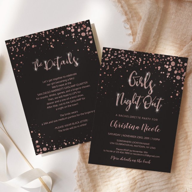 Girls Night Out | Rückdetails Bachelorette Glam Einladung (Von Creator hochgeladen)