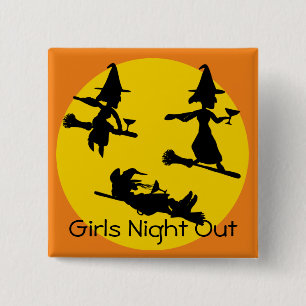 Girls Night Out, witches and margaritas Button