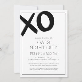 Girls Night Out XOXO Black Friends Galentine Party Einladung