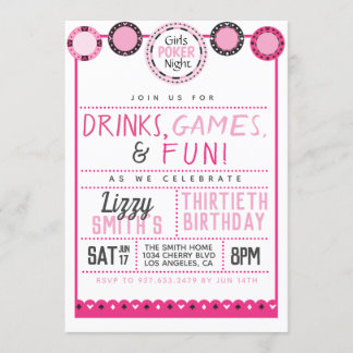 Girls Night Poker Geburtstag Einladung
