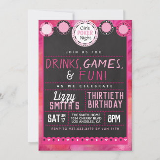 Girls Night Poker Geburtstag Einladung