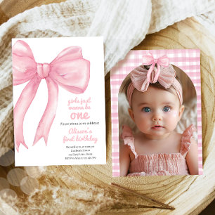 Girls nur Wanne sein eine rosa Bow Coquette Geburt Einladung