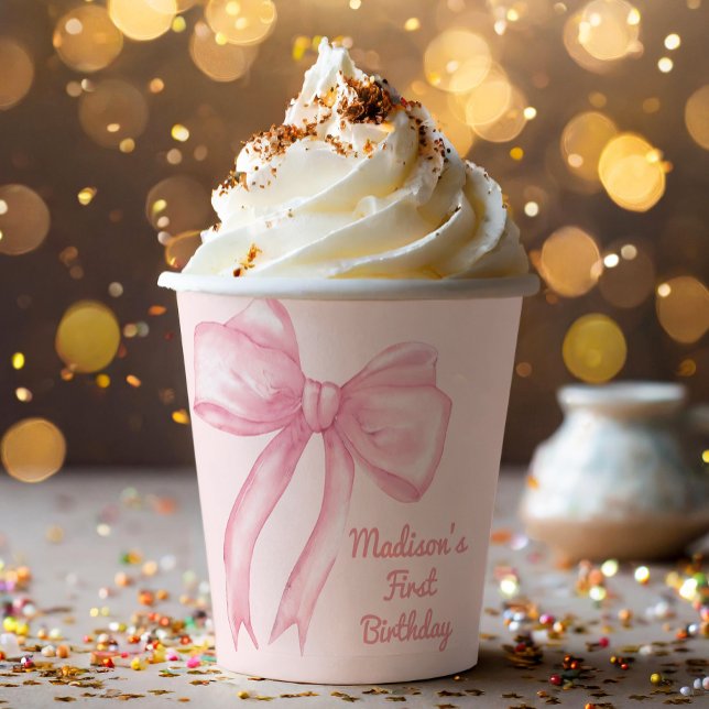 Girls nur Wanne sein eine rosa Bow Coquette Geburt Pappbecher (Von Creator hochgeladen)