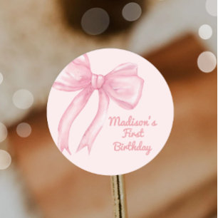 Girls nur Wanne sein eine rosa Bow Coquette Geburt Runder Aufkleber