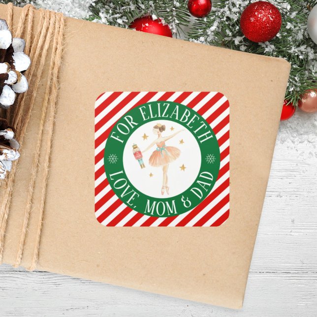 Girls Nutcracker Ballet Custom Christmas Geschenk Quadratischer Aufkleber (Von Creator hochgeladen)