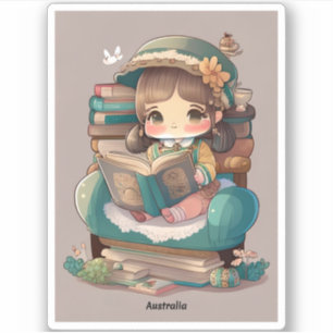 Girls of the World Reading - Australien Aufkleber