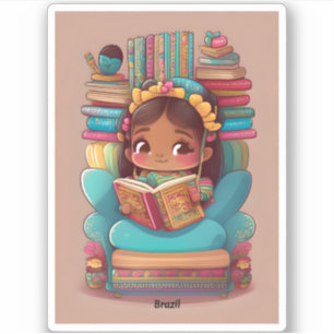 Girls of the World Reading - Brasilien Aufkleber