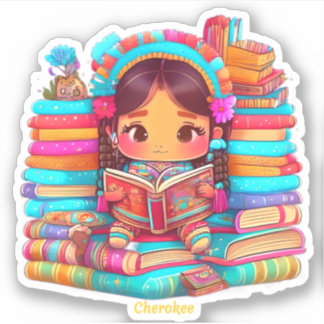 Girls of the World Reading - Cherokee Aufkleber