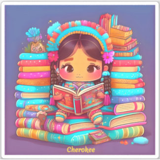 Girls of the World Reading - Cherokee Aufkleber