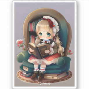 Girls of the World Reading - Deutschland Aufkleber