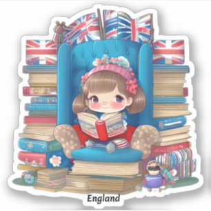 Girls of the World Reading - England Aufkleber