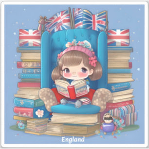 Girls of the World Reading - England Aufkleber