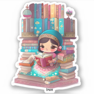 Girls of the World Reading - Iran Aufkleber