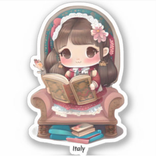 Girls of the World Reading - Italien Aufkleber