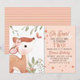 Girls Oh Deer Birthday Party Einladung