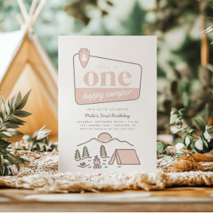 Girl's One Happy Camper Park Explorer 1. Geburtsta Einladung