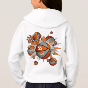 Girl's orange graue Mannschaft färbt Basketbälle Hoodie