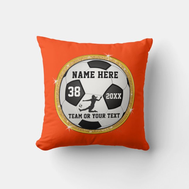 Girls Orange Soccer Geschenke für Senioren der Hig Kissen (Vorderseite)