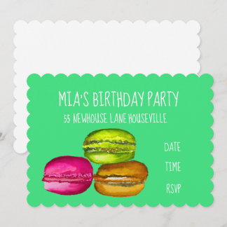 Girl's Party niedliche Macaron Geburtstagsparty Einladung