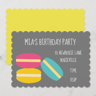 Girl's Party niedliche Macaron Geburtstagsparty Einladung