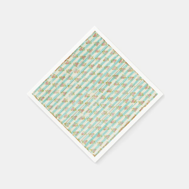 Girl's Pastel Blue Floral Hütte Chic Tea Party Serviette (Ecke)