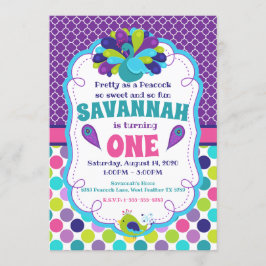 Girls Peacock Geburtstagsparty Einladung