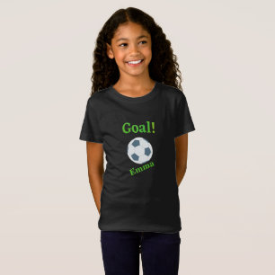 Girls Personalisiert Black Green Soccer Player Goa T-Shirt