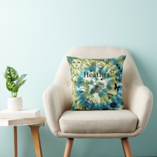 Girls Personalisiert Name Boho Gefärbte Krawatte T Kissen