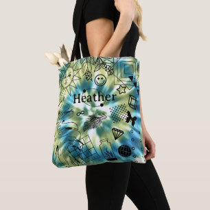 Girls Personalisiert Name Boho Gefärbte Krawatte T Tasche