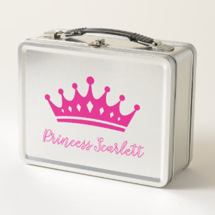 Girls Personalisiert Princess Crown Lunch Box