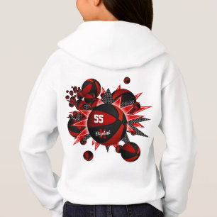 Girls personalisierte schwarze Basketballstars Hoodie