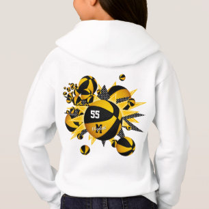 Girls personalisierte schwarze Basketballstars Hoodie