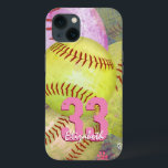 Girls personalisierter Softball iPhone 13 Hülle<br><div class="desc">iPhone-Gehäuse für Frauen mit rosa und hellgelben Softballs und benutzerdefinierbarer Jerseynummer und -name von katz_d_zynes :: Auch verfügbar für andere iPhone-Modelle sowie iPad- und Samsung-Geräte ... für andere Geräte, wählen Sie Ihren Gerätetyp aus dem Abschnitt "Style Options" auf dieser Seite aus, um die Anpassung zu unterstützen, klicken Sie einfach auf...</div>