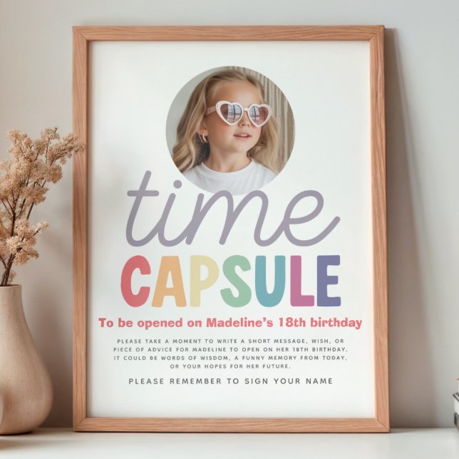 Girls Photo Retro Rainbow Time Capsule Sign Poster (Von Creator hochgeladen)