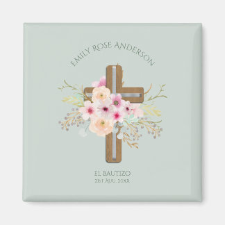 Girls Pink BlumenbAUTIZO Taufe Bautismo Name Magnet