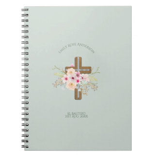 Girls Pink BlumenbAUTIZO Taufe Bautismo Name Notizblock