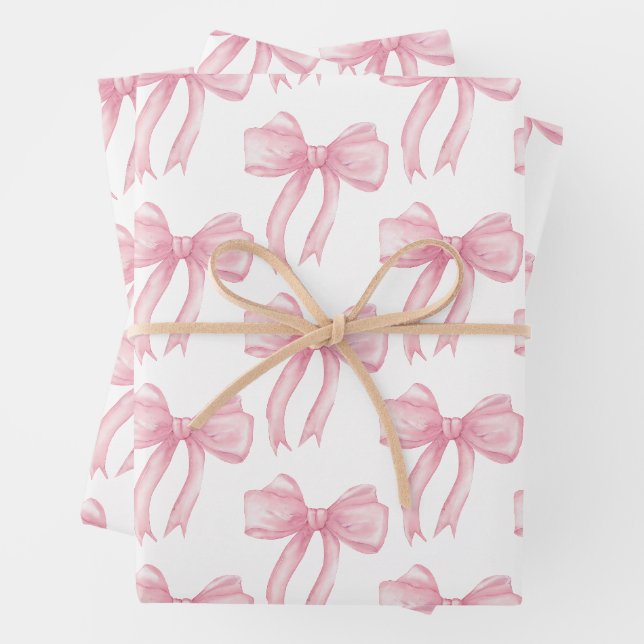 Girls Pink Bow Coquette Babydusche Geburtstag Geschenkpapier Set (Beispiel)
