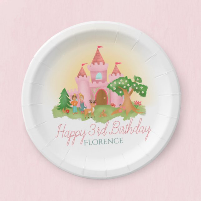 Girls Pink Girly Fairytale Princess Kindergeburtst Pappteller (Von Creator hochgeladen)