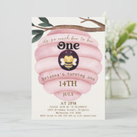 Girls Pink Hive Bee 1. Geburtstag