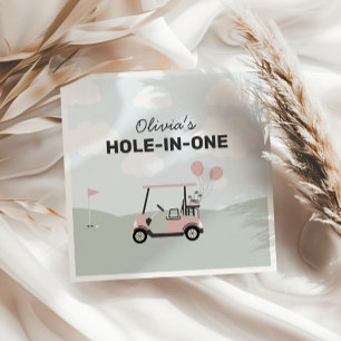 Girls' Pink Hole-in-One Golf 1. Geburtstag Serviette