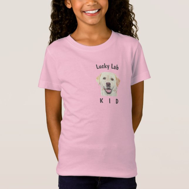 Girl's Pink Lucky Labrador T - Shirt (Vorderseite)