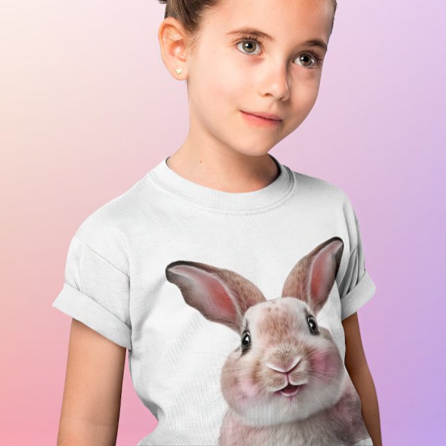 Girls Pink Niedlich Funny Bunny Rabbit T-Shirt (Von Creator hochgeladen)